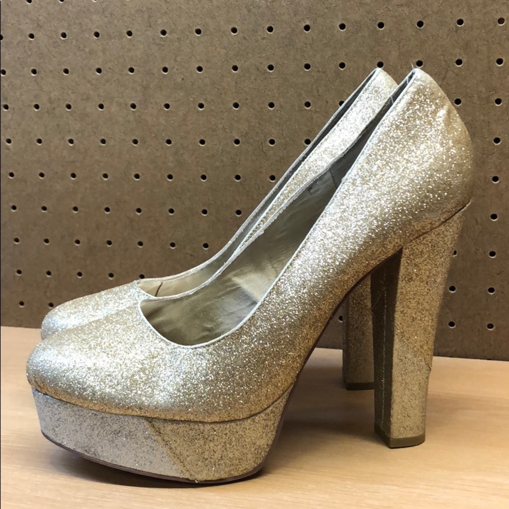 Naughty Monkey Sparkly Platform Heels sz 9.5